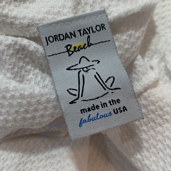 Jordan Taylor Beach White Hooded Cotton Blend Button Down Short Sleeve Coverup - Picture 10 of 11